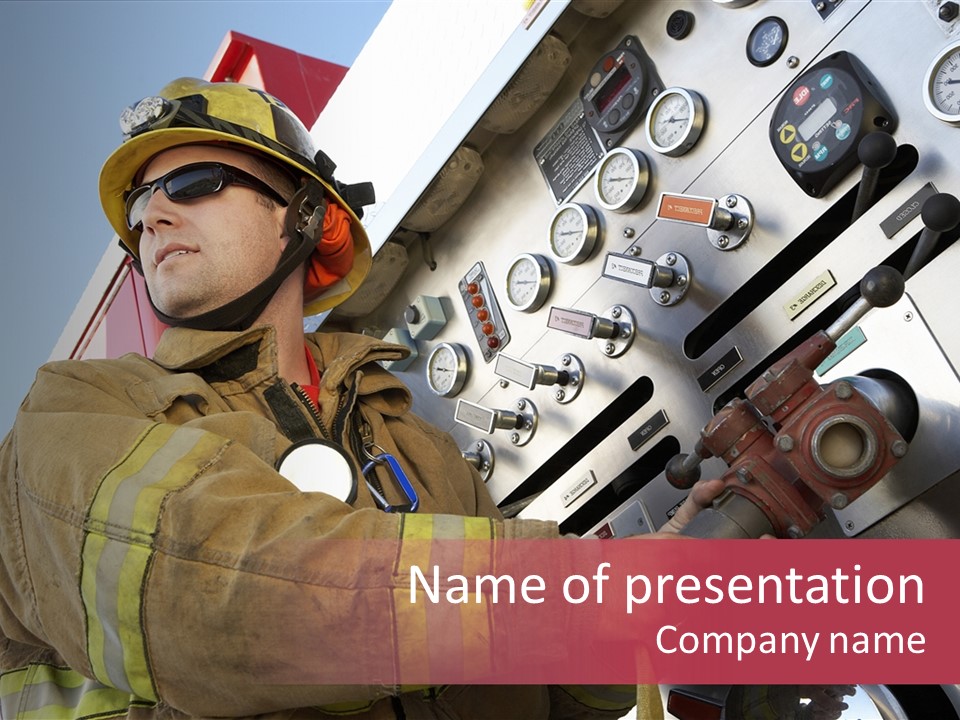 Firefighter Caucasian Fireman PowerPoint Template