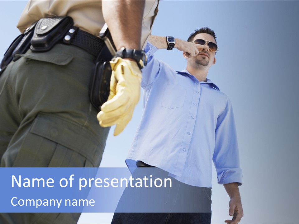 A Police Officer Standing Next To A Man With A Banana In His Hand PowerPoint Template