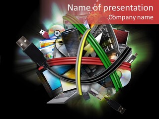 A Bunch Of Wires And Wires On A Black Background PowerPoint Template