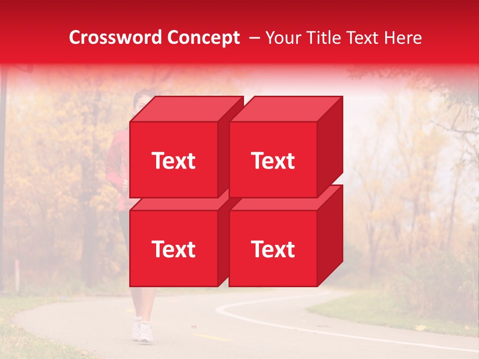 A Woman Running Down A Road In A Red Jacket PowerPoint Template