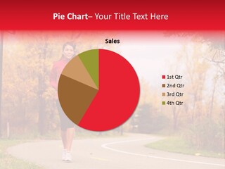 A Woman Running Down A Road In A Red Jacket PowerPoint Template