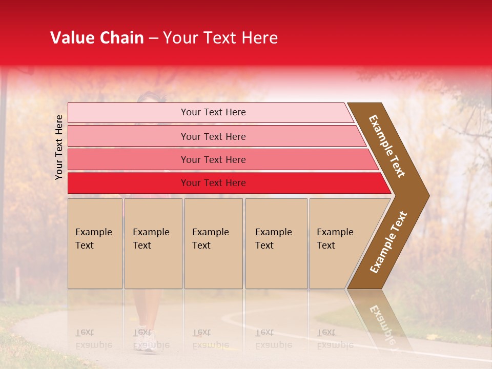 A Woman Running Down A Road In A Red Jacket PowerPoint Template