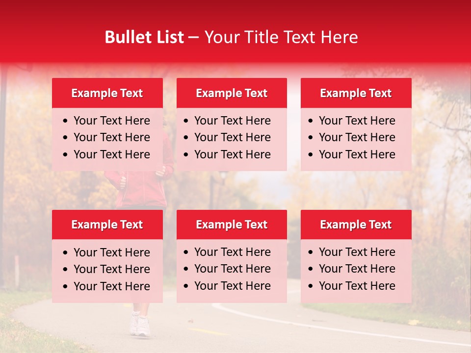 A Woman Running Down A Road In A Red Jacket PowerPoint Template