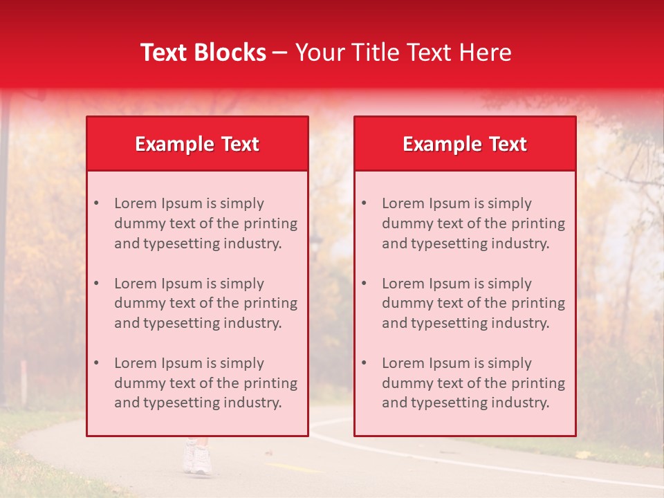 A Woman Running Down A Road In A Red Jacket PowerPoint Template