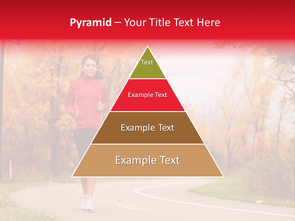 A Woman Running Down A Road In A Red Jacket PowerPoint Template