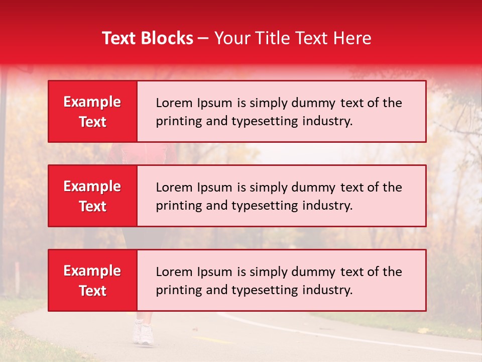 A Woman Running Down A Road In A Red Jacket PowerPoint Template