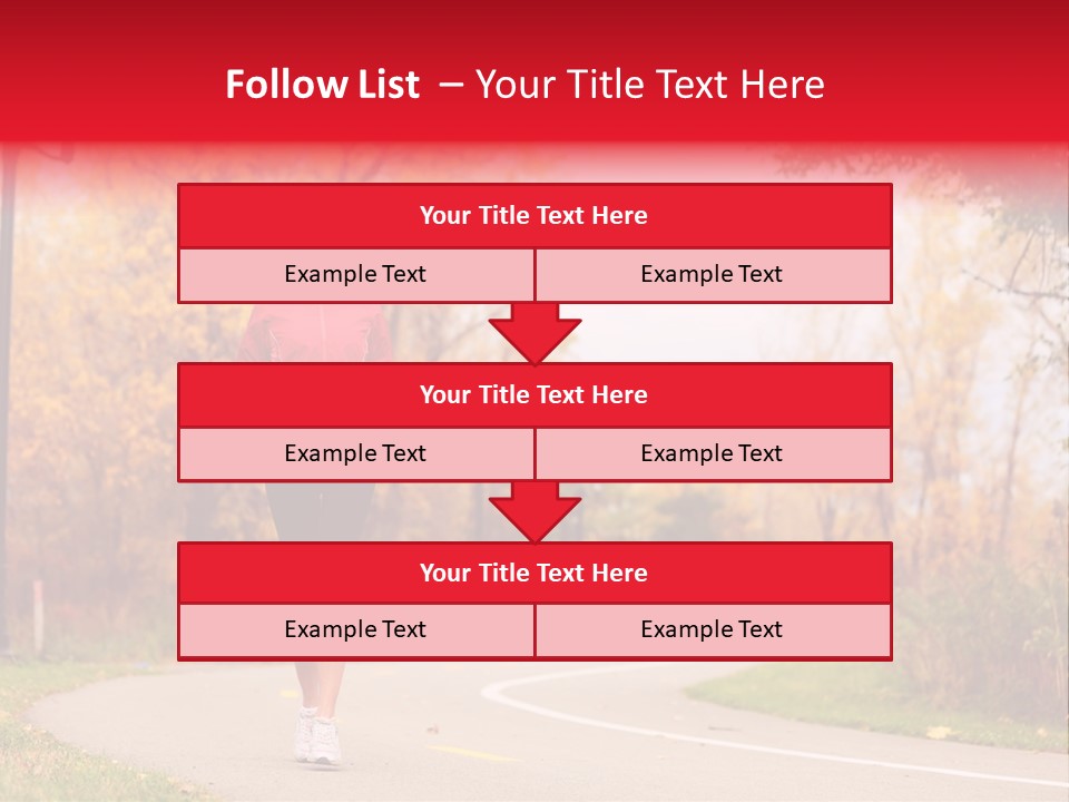 A Woman Running Down A Road In A Red Jacket PowerPoint Template