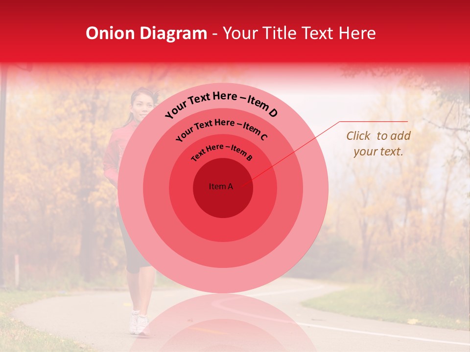 A Woman Running Down A Road In A Red Jacket PowerPoint Template