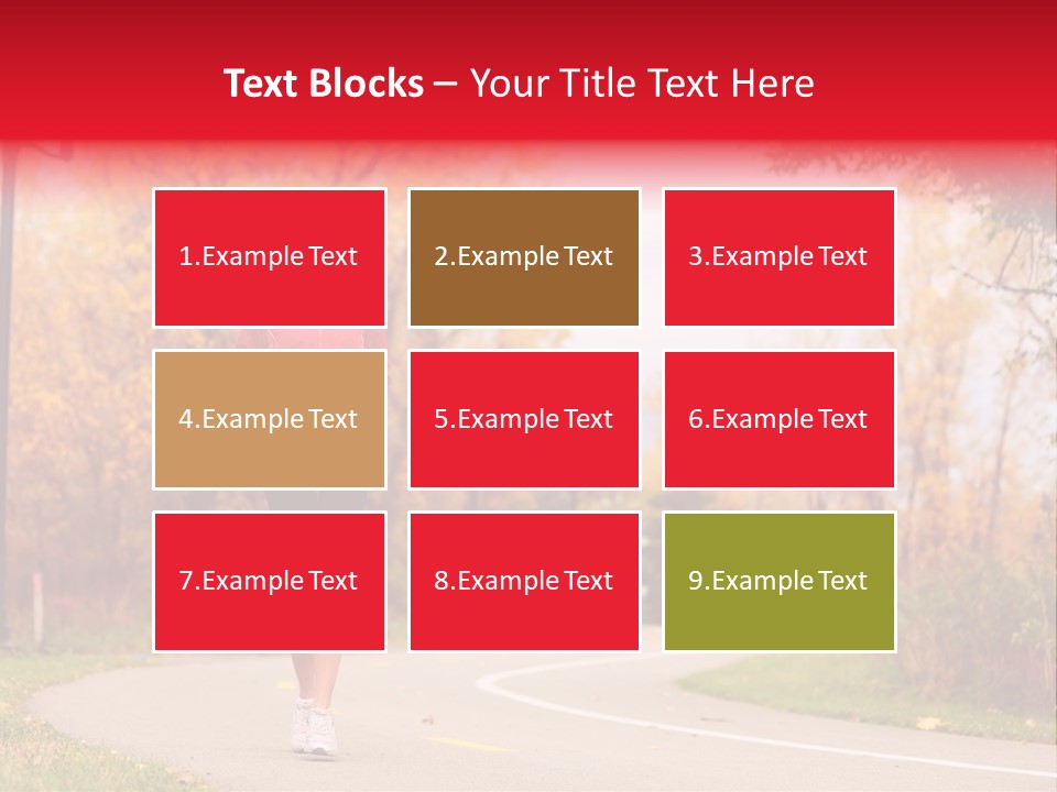 A Woman Running Down A Road In A Red Jacket PowerPoint Template