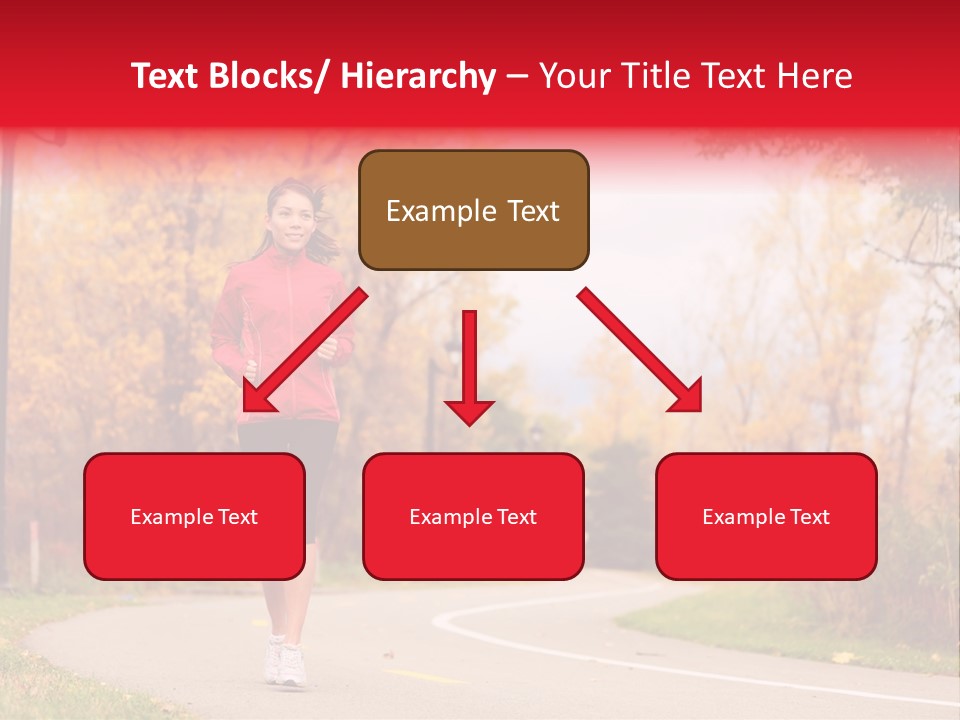 A Woman Running Down A Road In A Red Jacket PowerPoint Template