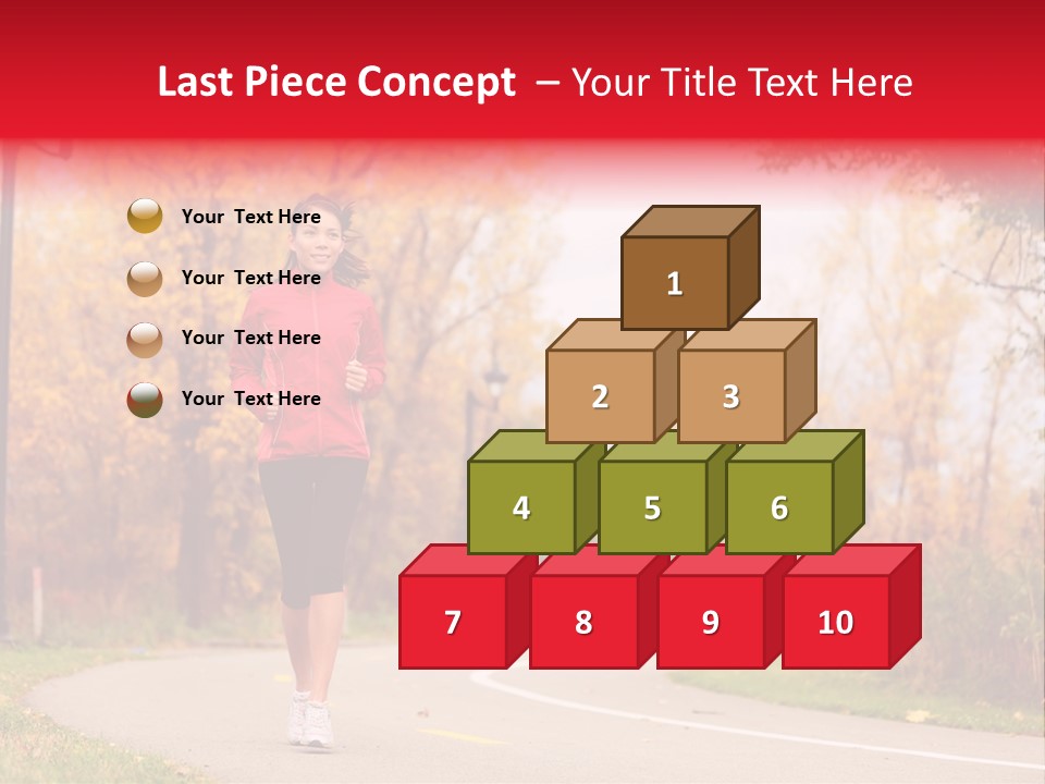 A Woman Running Down A Road In A Red Jacket PowerPoint Template