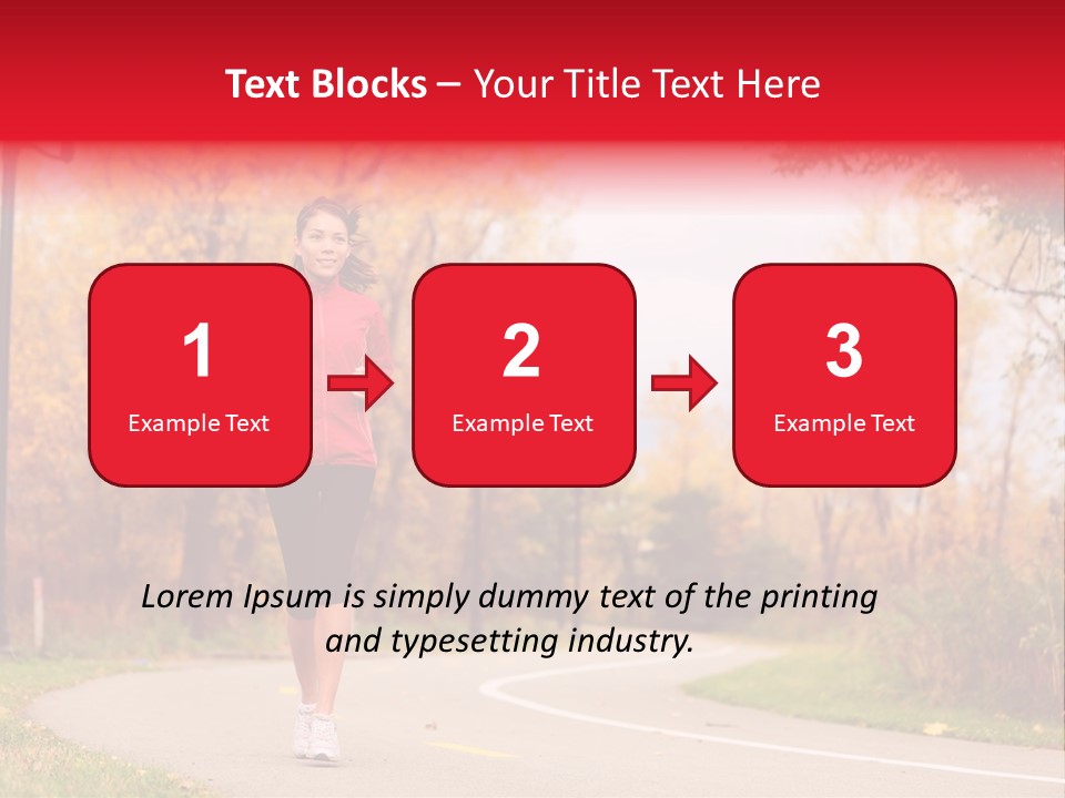 A Woman Running Down A Road In A Red Jacket PowerPoint Template