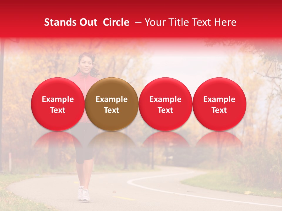 A Woman Running Down A Road In A Red Jacket PowerPoint Template