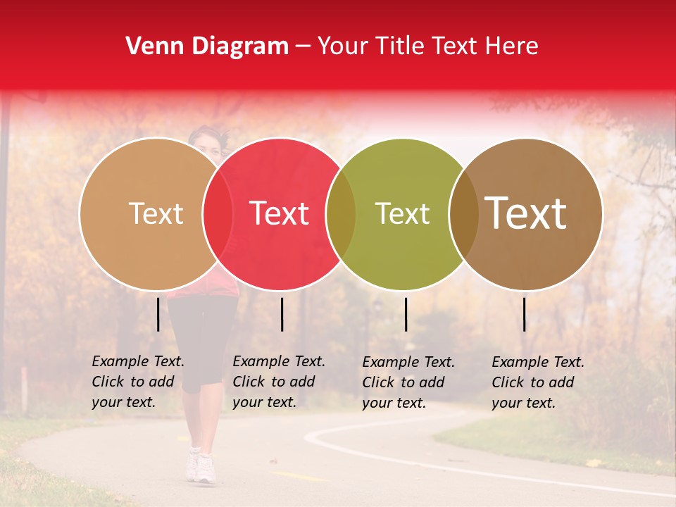 A Woman Running Down A Road In A Red Jacket PowerPoint Template