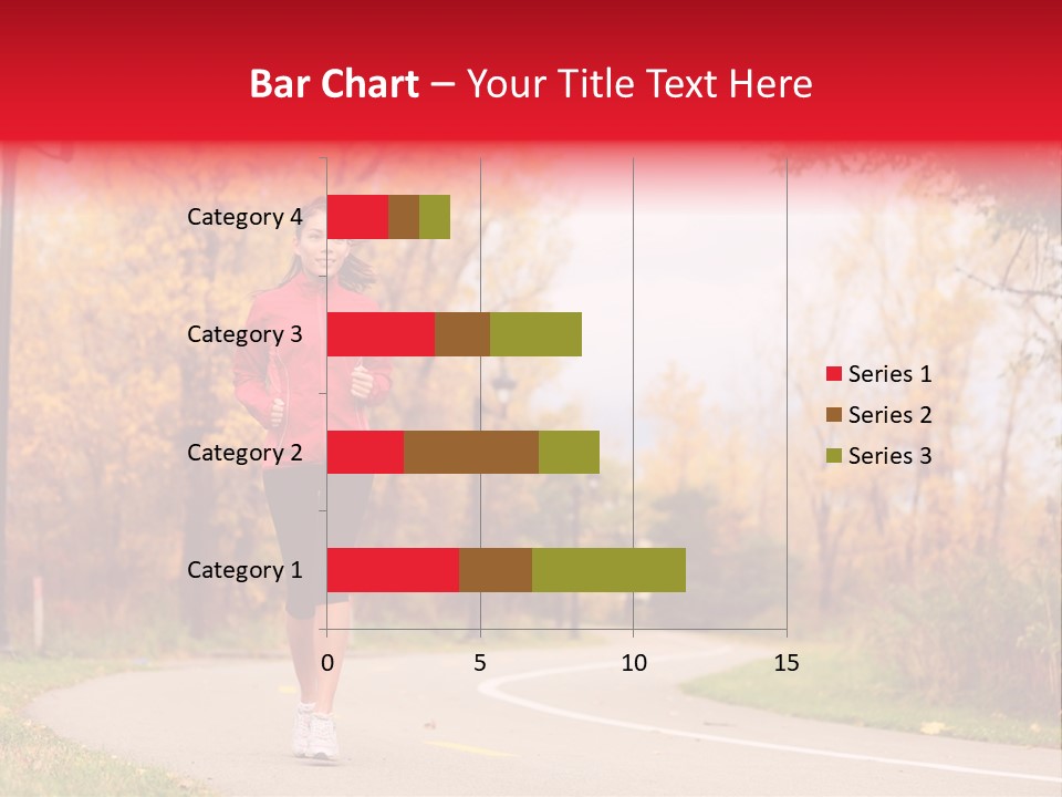 A Woman Running Down A Road In A Red Jacket PowerPoint Template