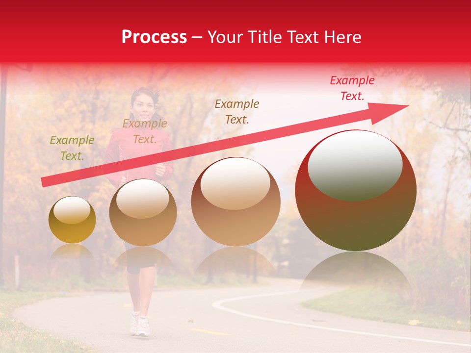 A Woman Running Down A Road In A Red Jacket PowerPoint Template