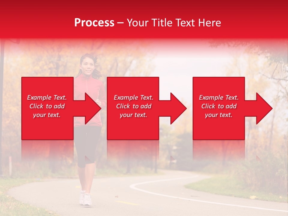 A Woman Running Down A Road In A Red Jacket PowerPoint Template