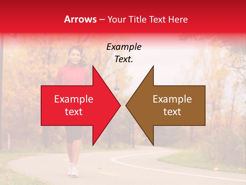 A Woman Running Down A Road In A Red Jacket PowerPoint Template