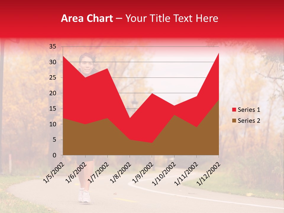 A Woman Running Down A Road In A Red Jacket PowerPoint Template