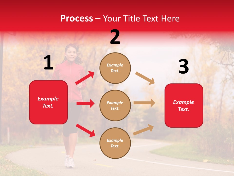 A Woman Running Down A Road In A Red Jacket PowerPoint Template