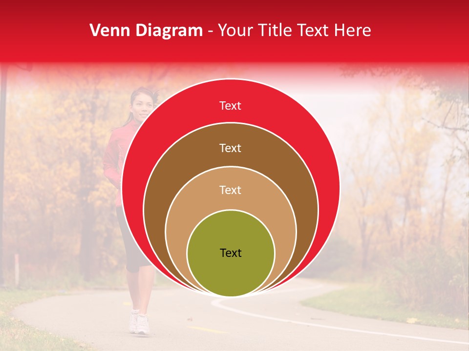 A Woman Running Down A Road In A Red Jacket PowerPoint Template