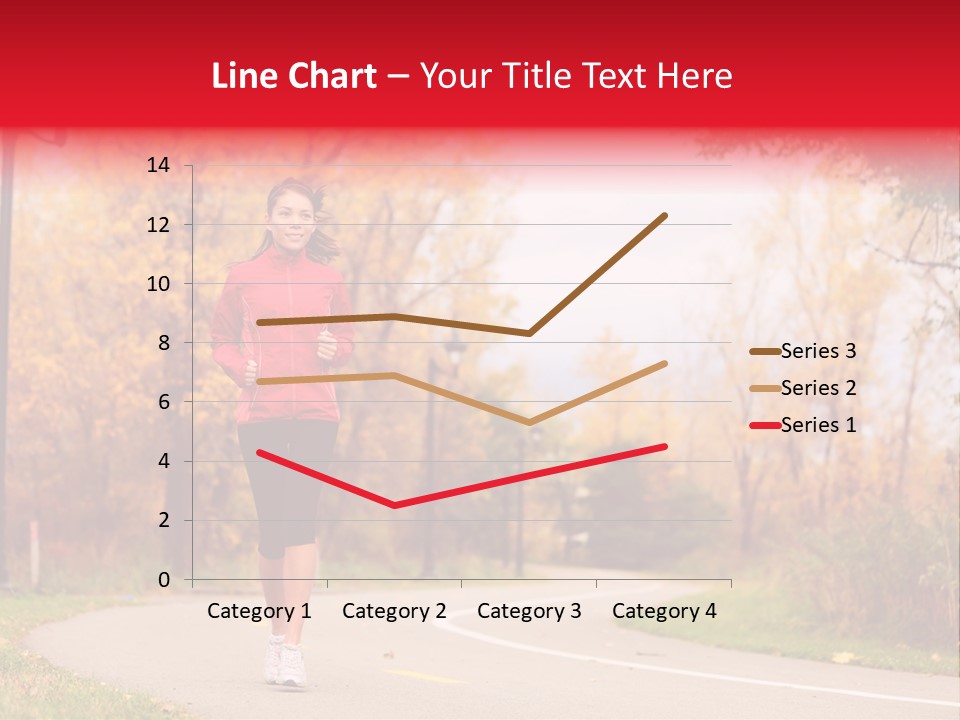 A Woman Running Down A Road In A Red Jacket PowerPoint Template