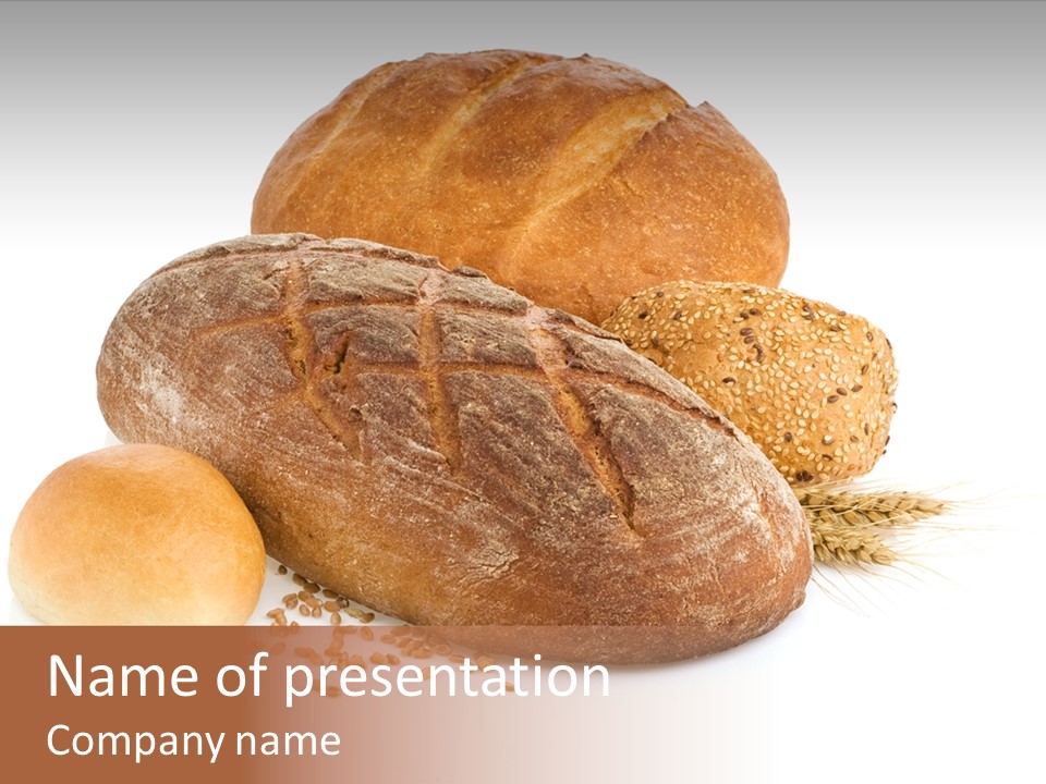 A Group Of Breads On A White Background PowerPoint Template