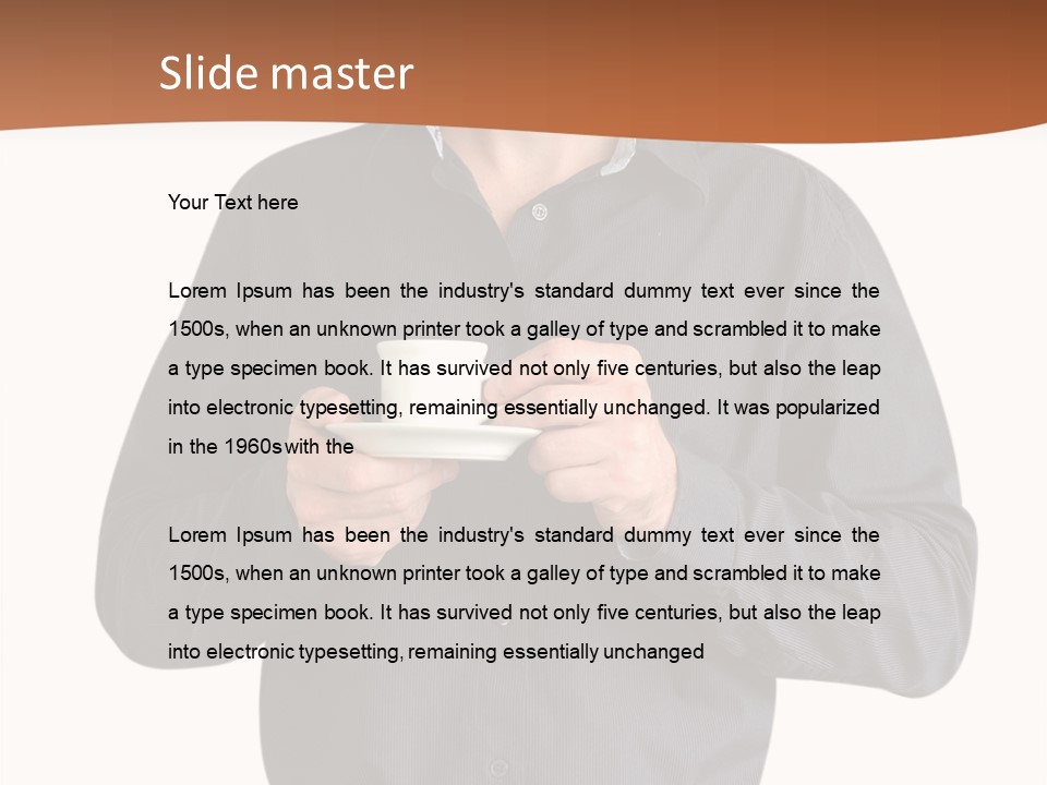 A Man Holding A Cup Of Coffee Powerpoint Template PowerPoint Template