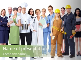 A Group Of People Standing Next To Each Other PowerPoint Template