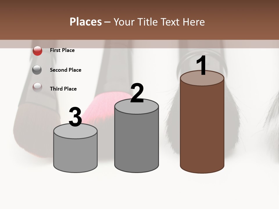 A Group Of Makeup Brushes On A White Surface PowerPoint Template