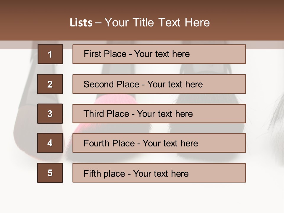 A Group Of Makeup Brushes On A White Surface PowerPoint Template
