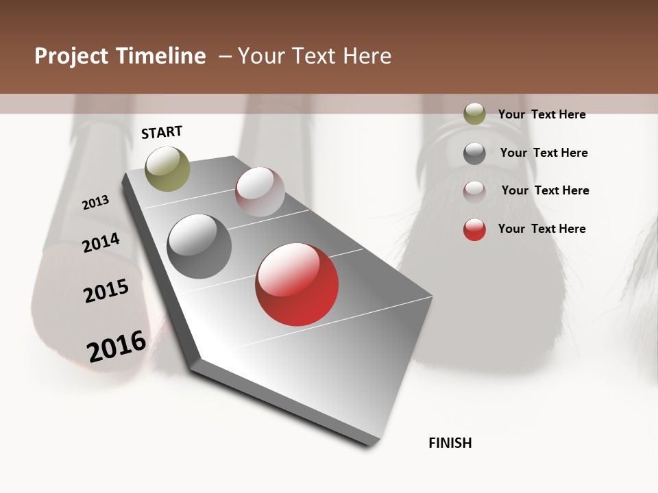 A Group Of Makeup Brushes On A White Surface PowerPoint Template
