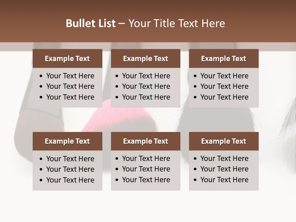 A Group Of Makeup Brushes On A White Surface PowerPoint Template