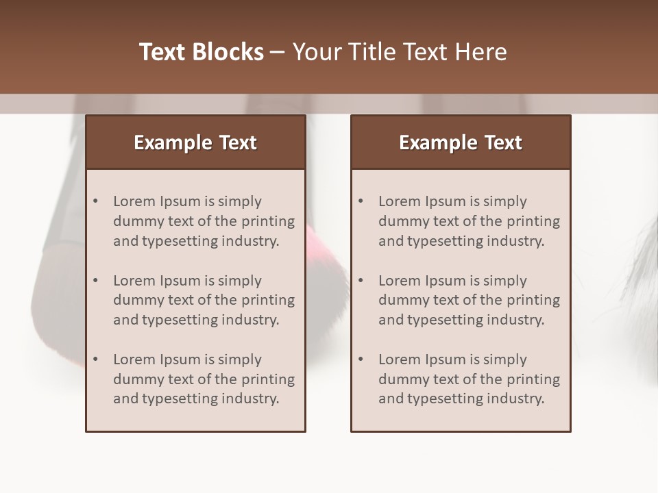A Group Of Makeup Brushes On A White Surface PowerPoint Template
