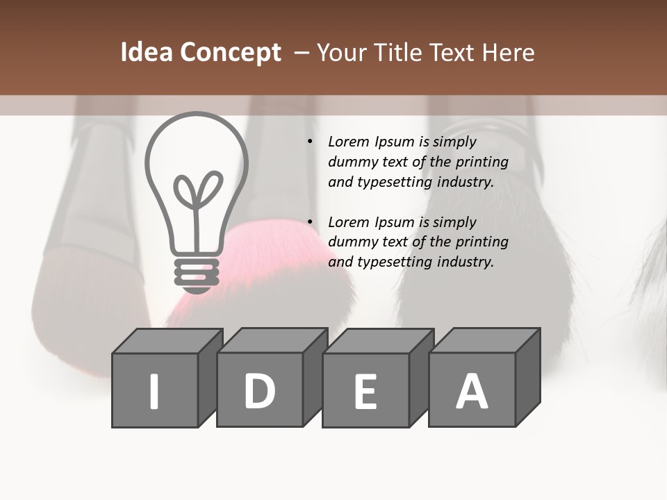 A Group Of Makeup Brushes On A White Surface PowerPoint Template