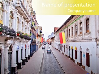 A City Street With Cars Parked On The Side Of It PowerPoint Template