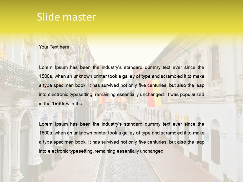 A City Street With Cars Parked On The Side Of It PowerPoint Template