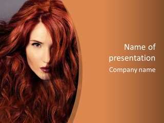 Wavy Hair Makeup Redhair PowerPoint Template