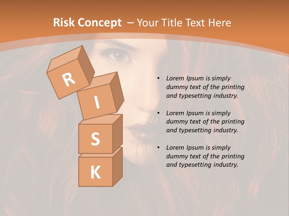 Wavy Hair Makeup Redhair PowerPoint Template