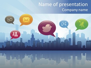 Network Icon Set Reflection PowerPoint Template