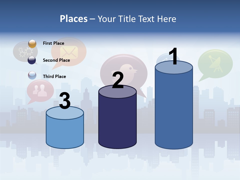 Network Icon Set Reflection PowerPoint Template