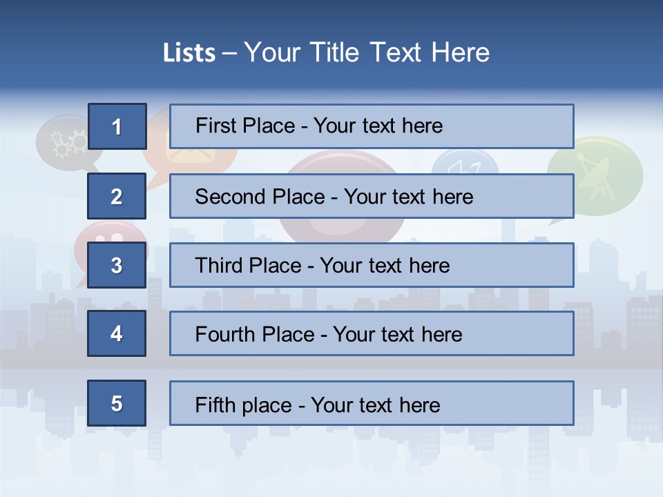 Network Icon Set Reflection PowerPoint Template