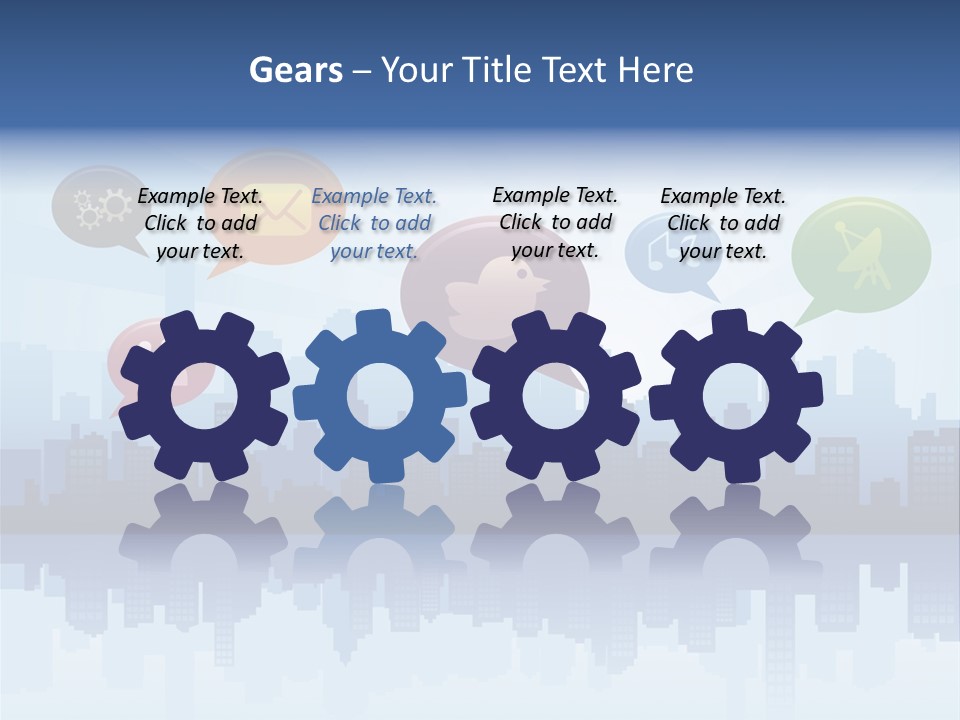 Network Icon Set Reflection PowerPoint Template