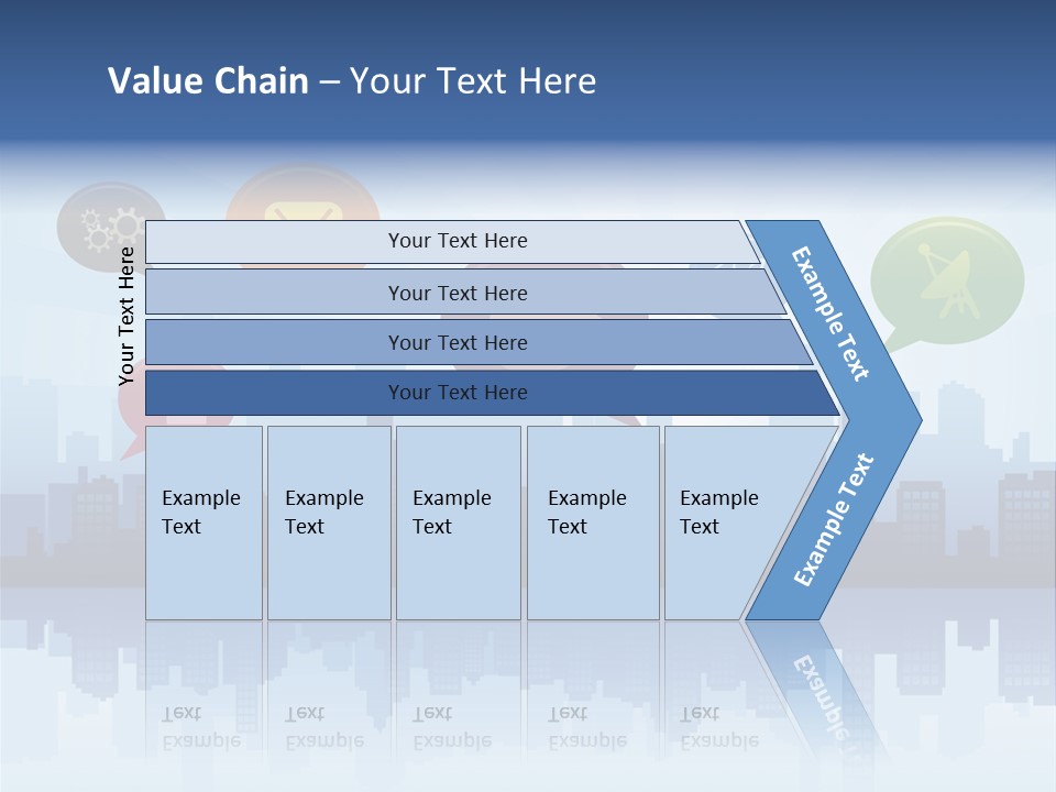 Network Icon Set Reflection PowerPoint Template