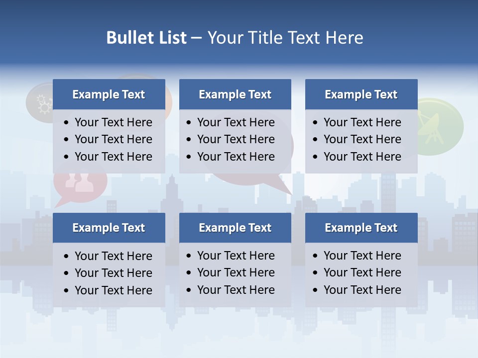 Network Icon Set Reflection PowerPoint Template