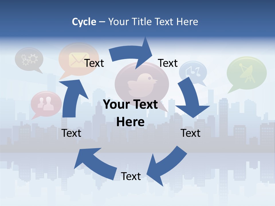Network Icon Set Reflection PowerPoint Template