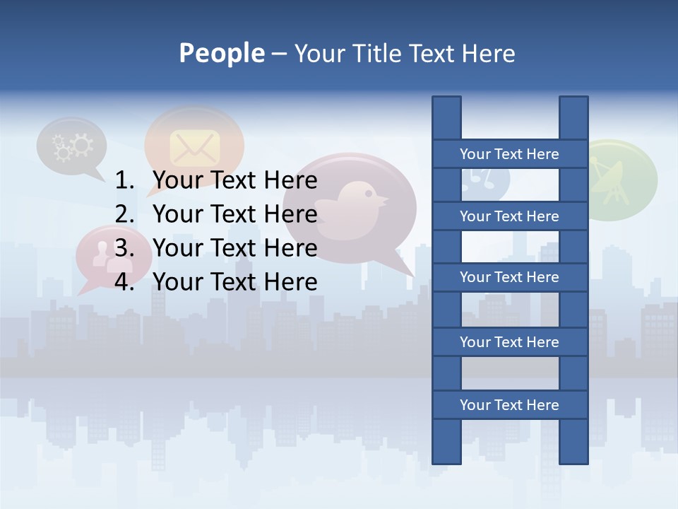 Network Icon Set Reflection PowerPoint Template