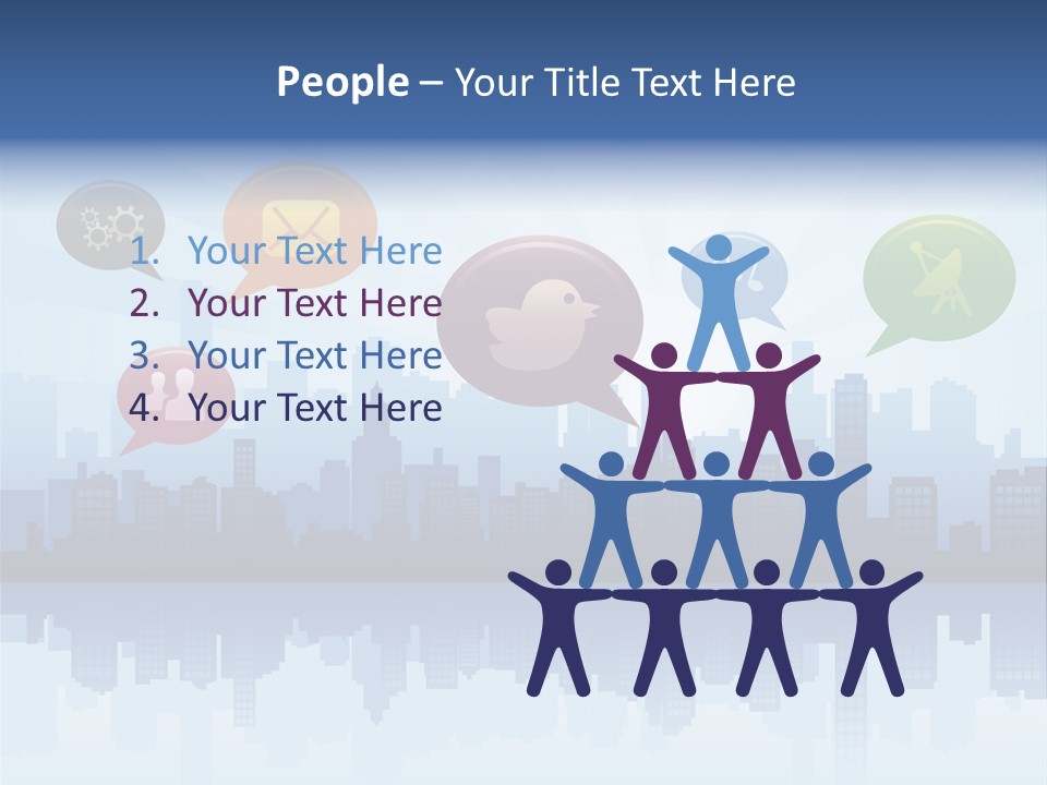 Network Icon Set Reflection PowerPoint Template