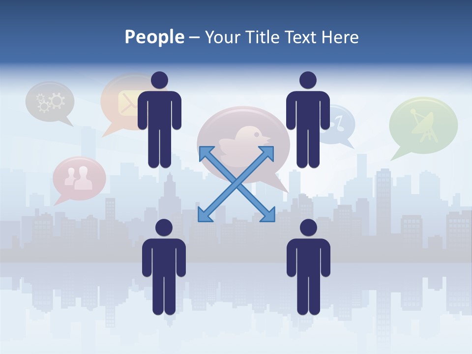 Network Icon Set Reflection PowerPoint Template
