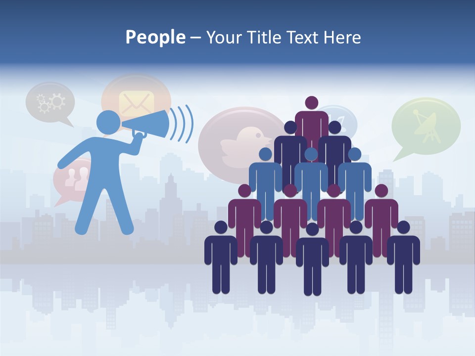 Network Icon Set Reflection PowerPoint Template